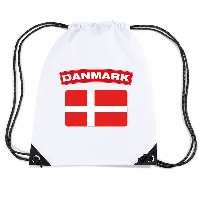 Denemarken nylon rugzak wit met Deense vlag