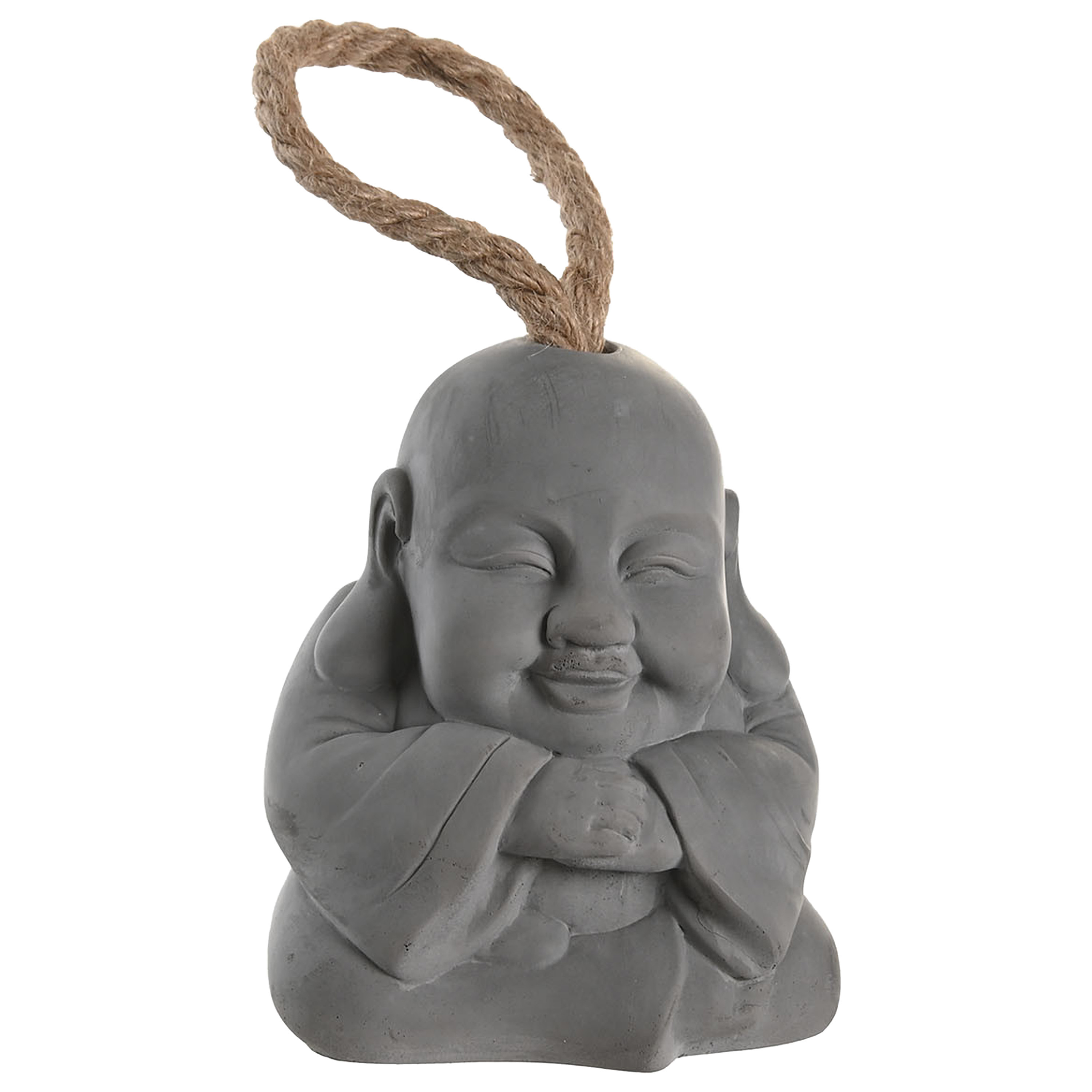 Deurstopper Boeddha beeld 1.2 kilo gewicht met oppak koord cement grijs 12 x 15 cm