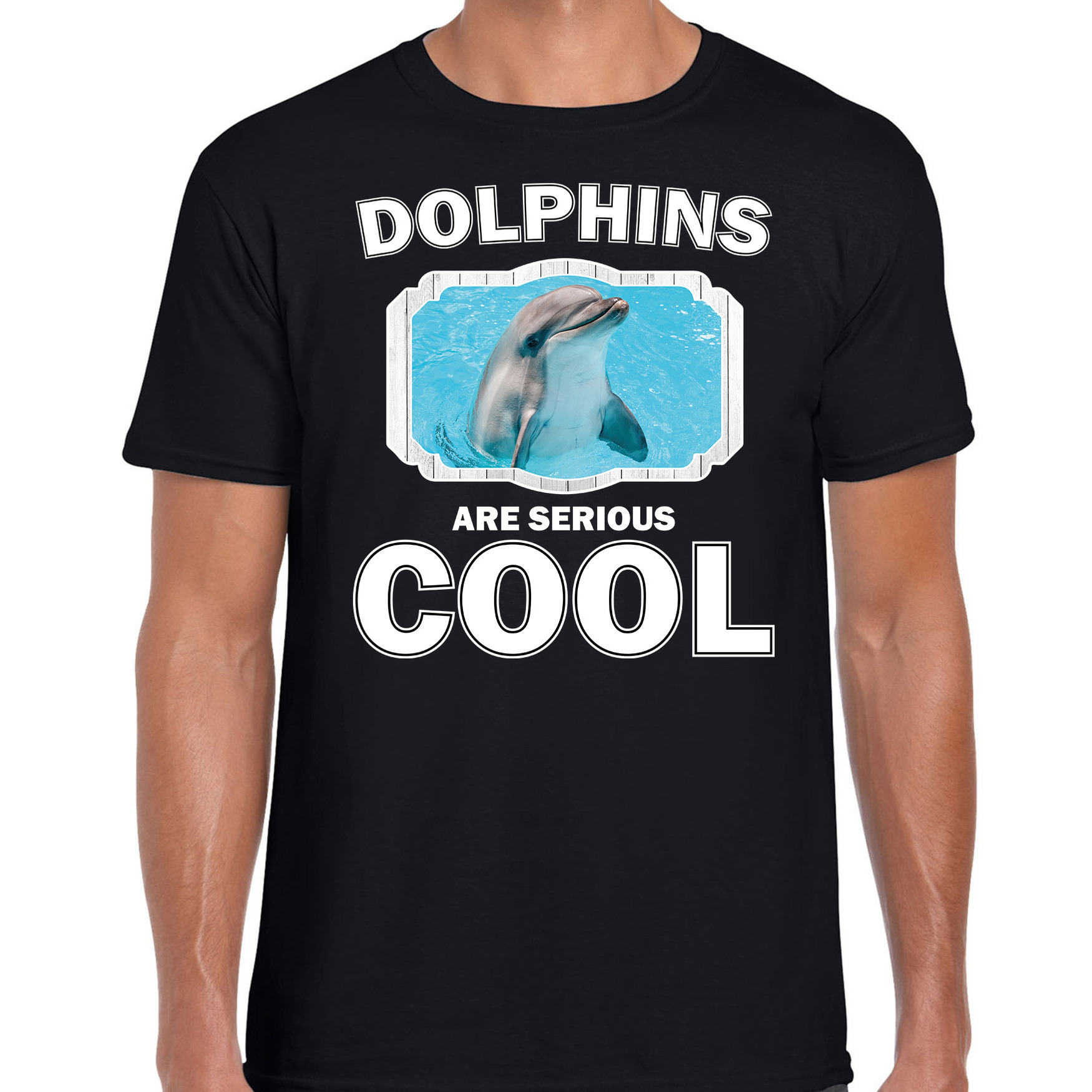 Dieren dolfijn t-shirt zwart heren - dolphins are cool shirt