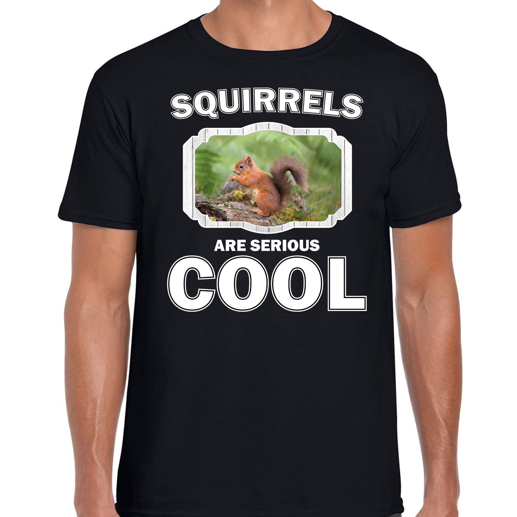Dieren eekhoorntje t-shirt zwart heren - squirrels are cool shirt