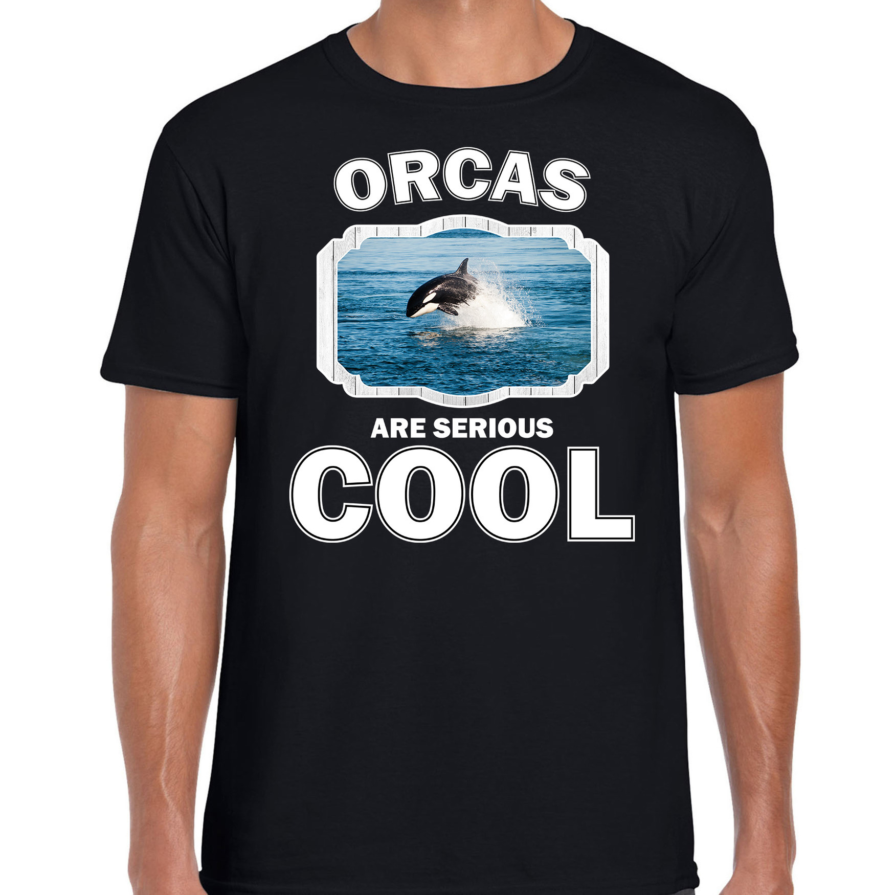 Dieren orka t-shirt zwart heren - orcas are cool shirt