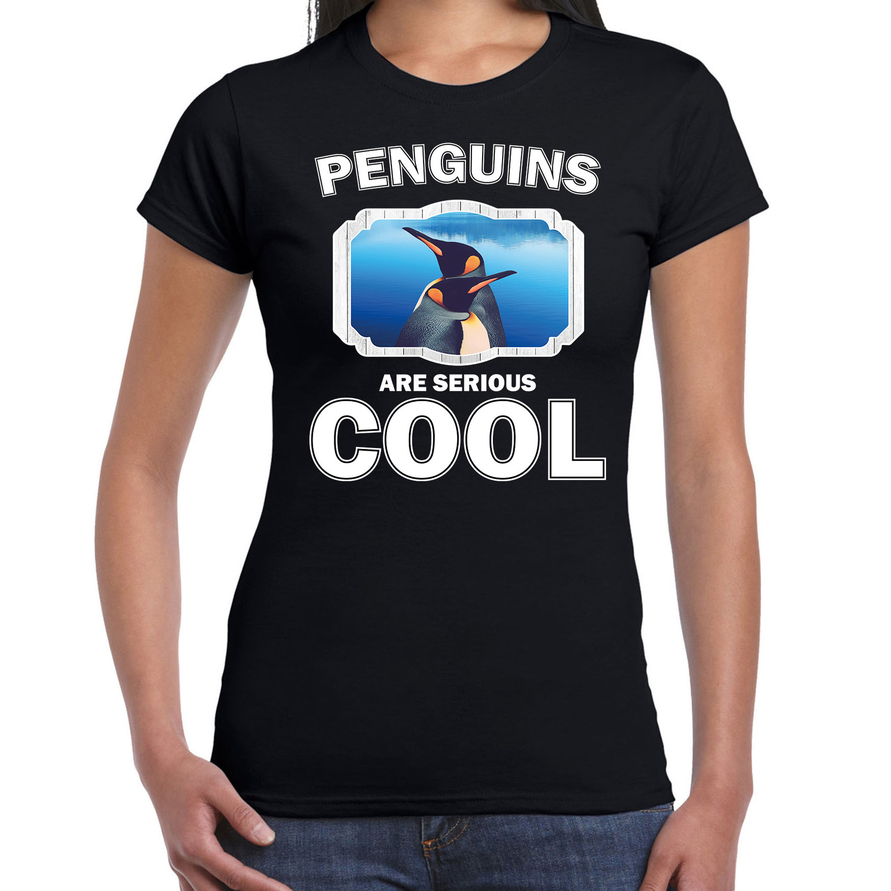 Dieren pinguin t-shirt zwart dames - penguins are cool shirt
