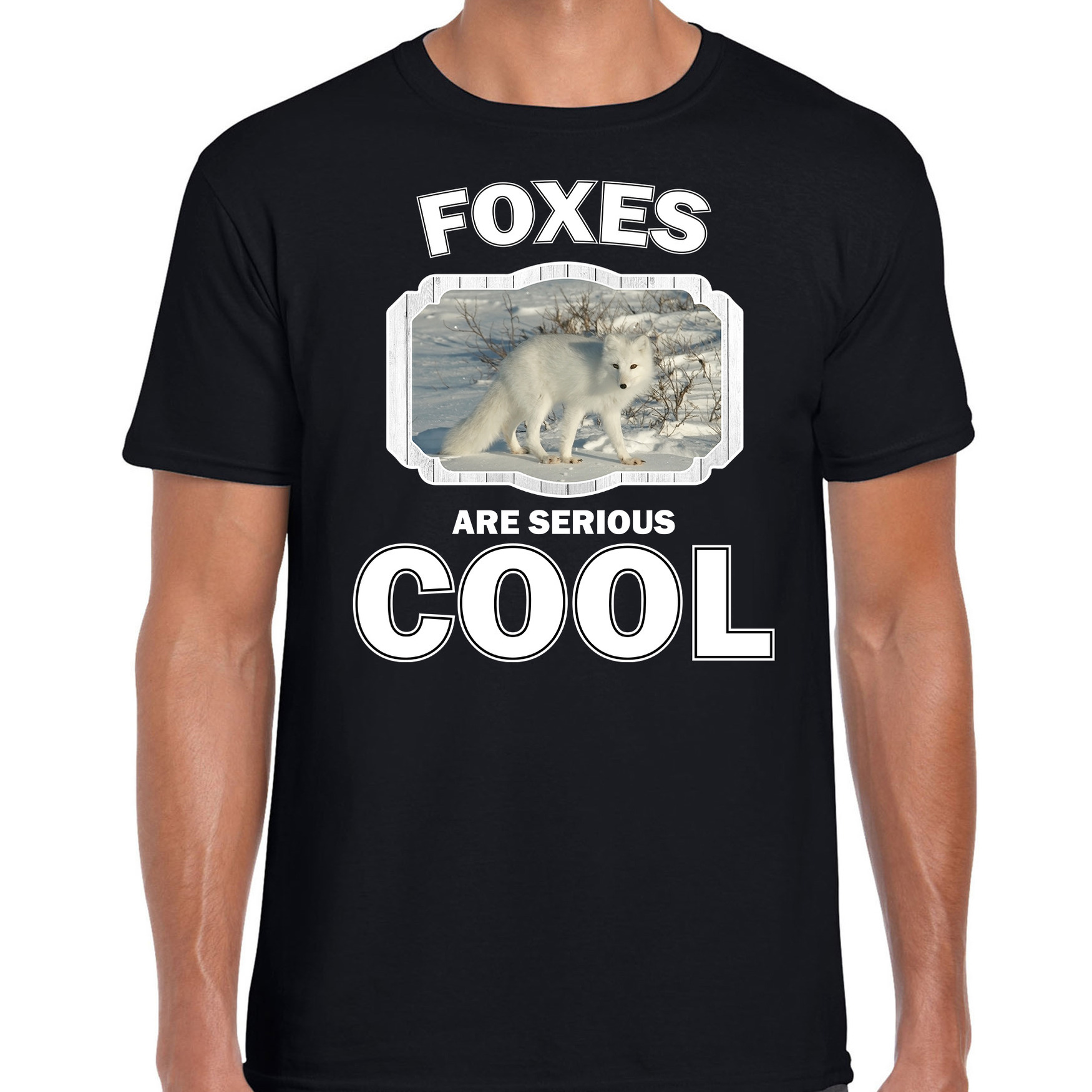 Dieren poolvos t-shirt zwart heren - foxes are cool shirt