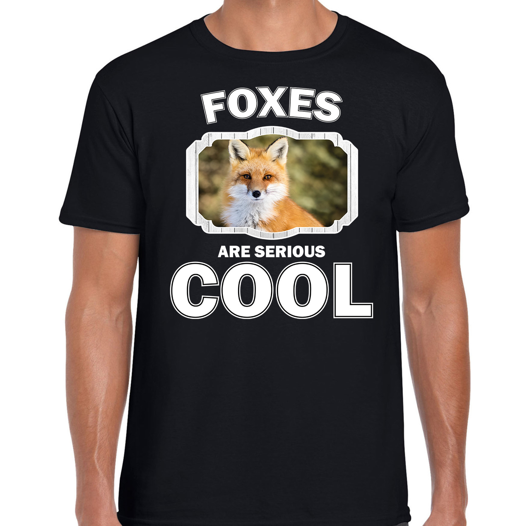 Dieren vos t-shirt zwart heren - foxes are cool shirt