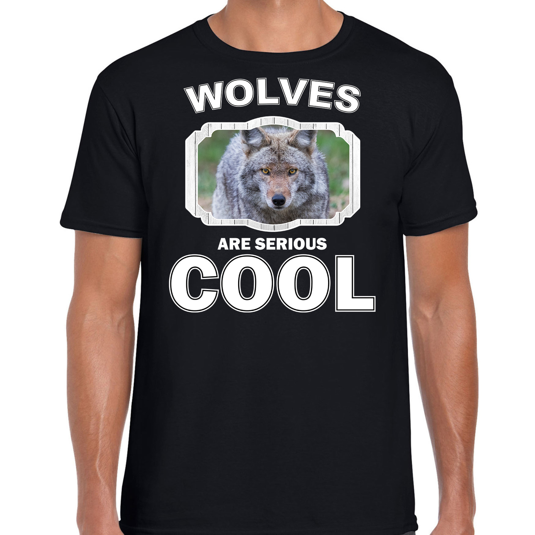 Dieren wolf t-shirt zwart heren - wolves are cool shirt