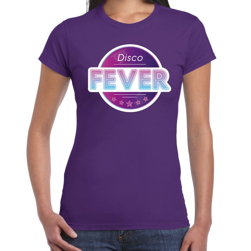 Disco fever feest t-shirt paars voor dames