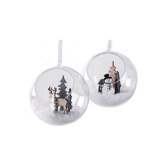 DIY doe het zelf open kerstballen 2x stuks transparant 12 cm