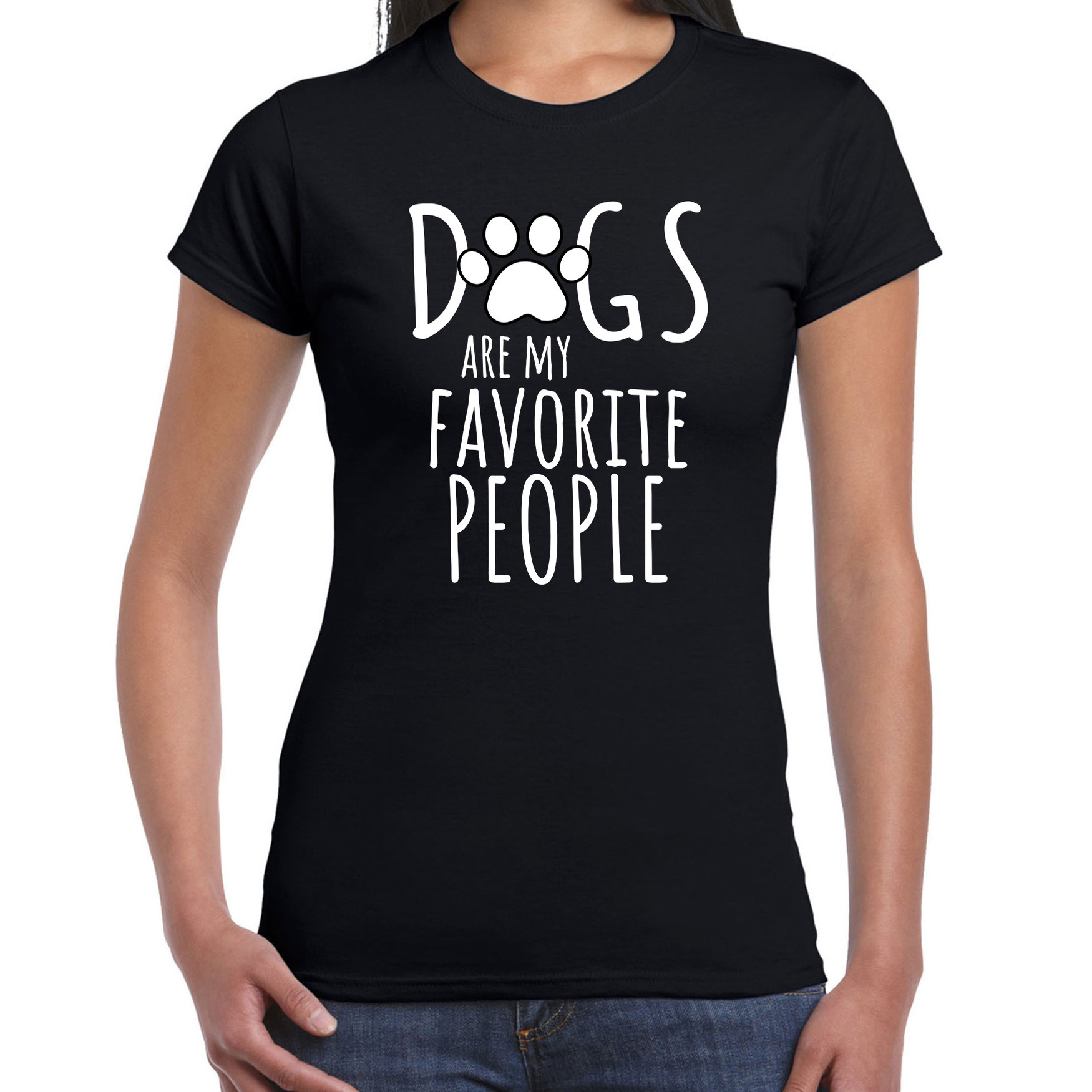 Dogs are my favourite people - Honden zijn mijn favoriete mensen t-shirt zwart voor dames