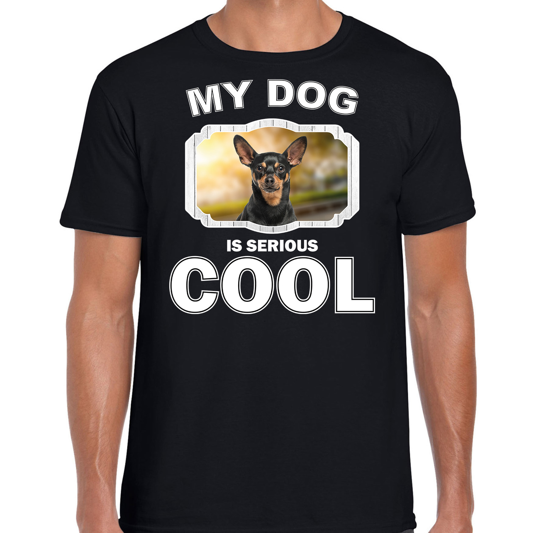 Dwergpinscher honden t-shirt my dog is serious cool zwart voor heren