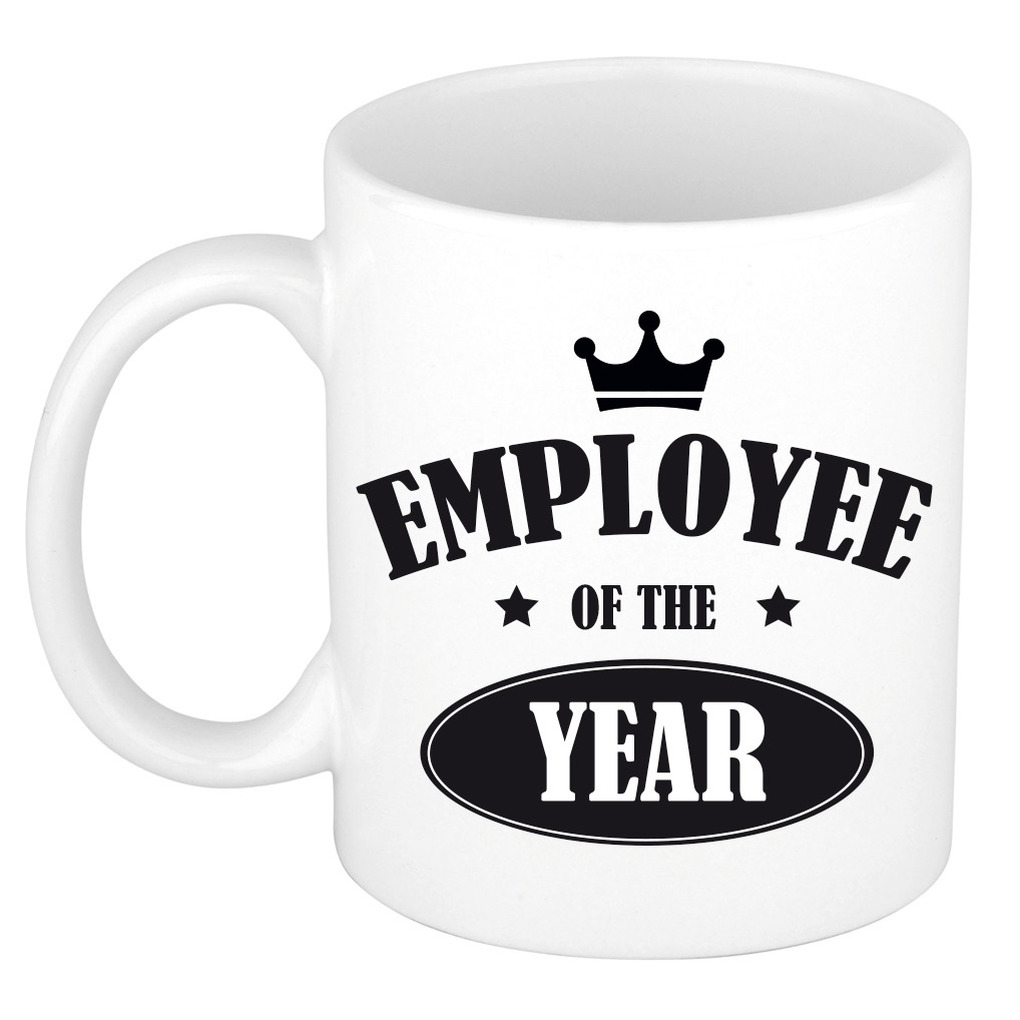 Employee of the year collega cadeau mok-beker wit