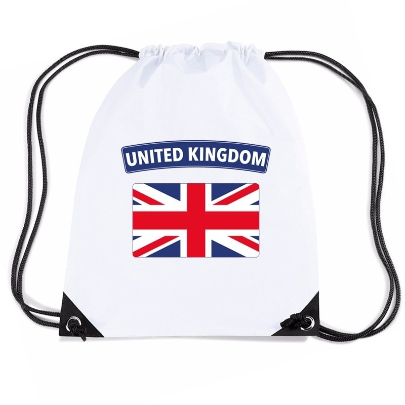 Engeland nylon rugzak wit met Engelse vlag