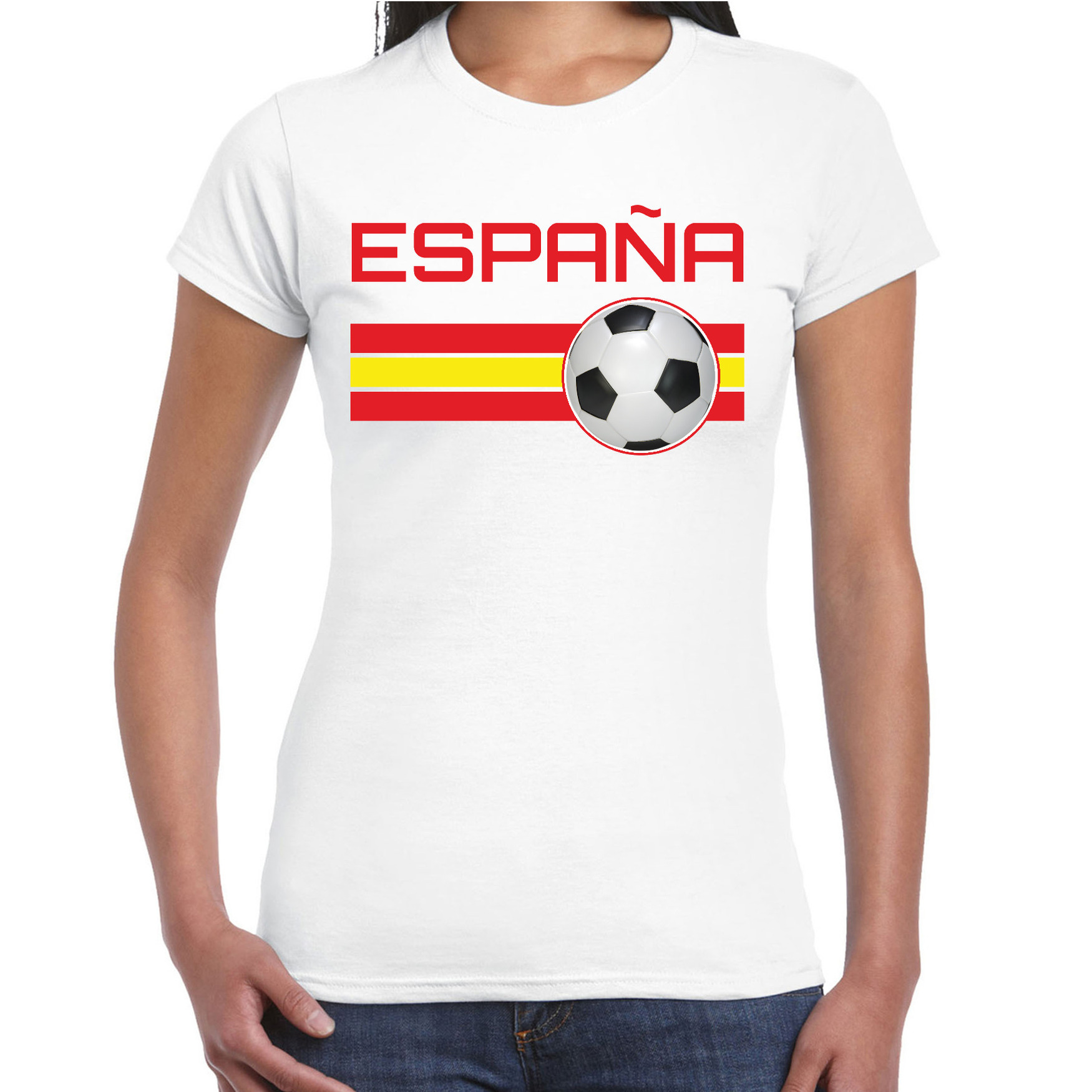 Espana-Spanje voetbal-landen t-shirt wit dames