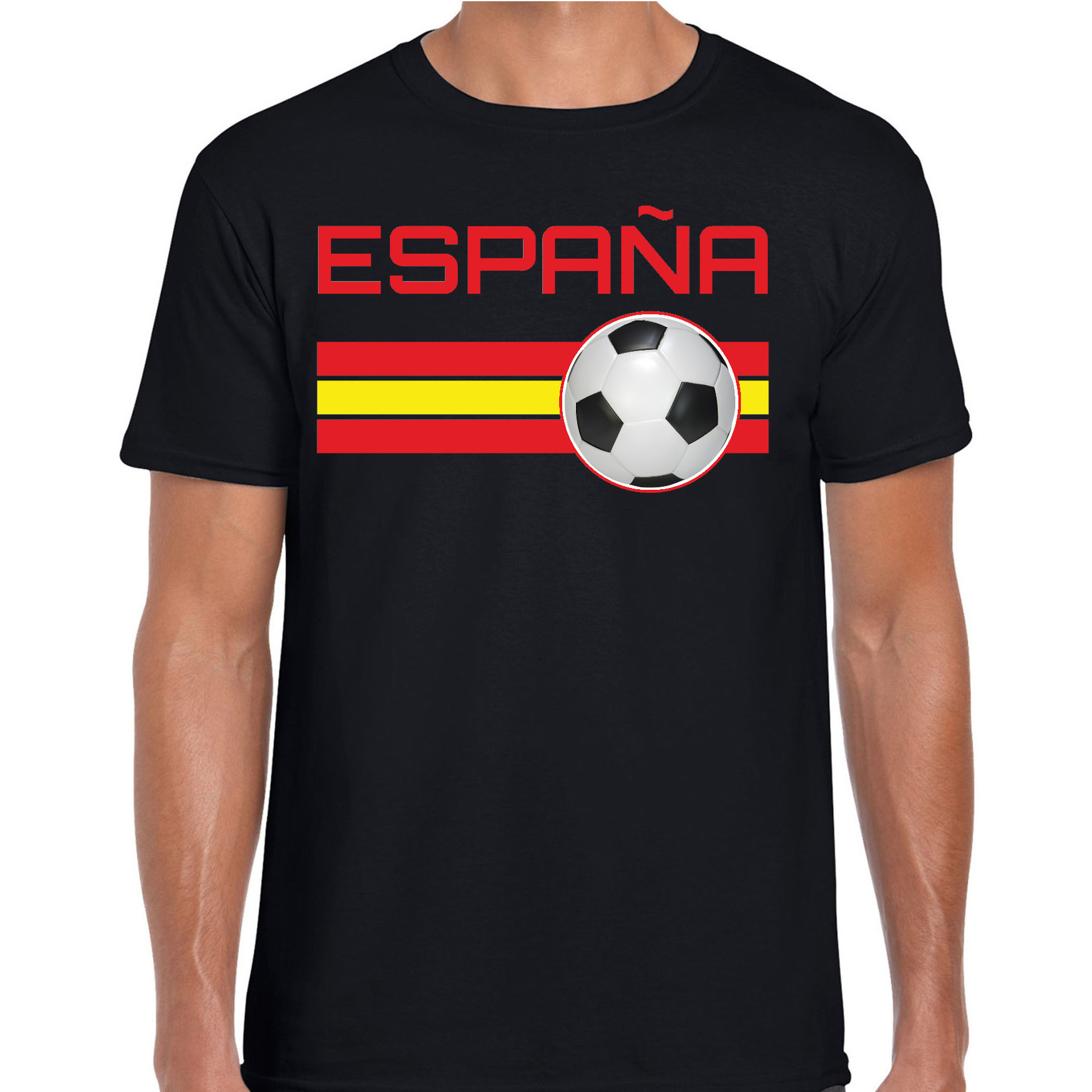 Espana-Spanje voetbal-landen t-shirt zwart heren