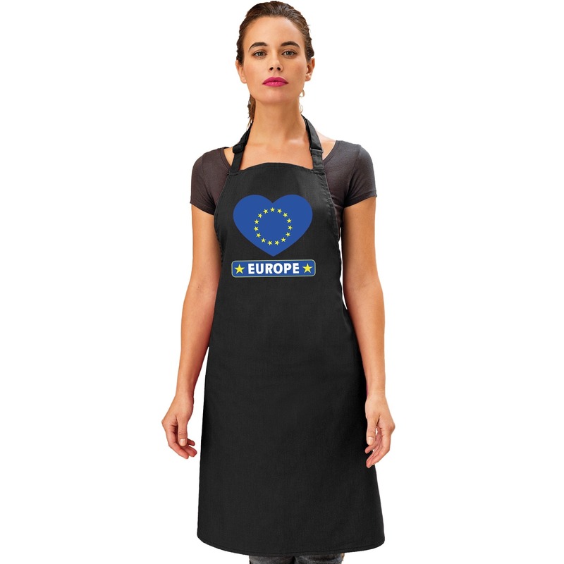 Europa hart vlag barbecueschort- keukenschort zwart