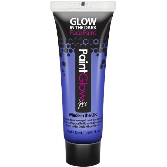 Face-Body paint neon blauw-glow in the dark 10 ml schmink-make-up waterbasis