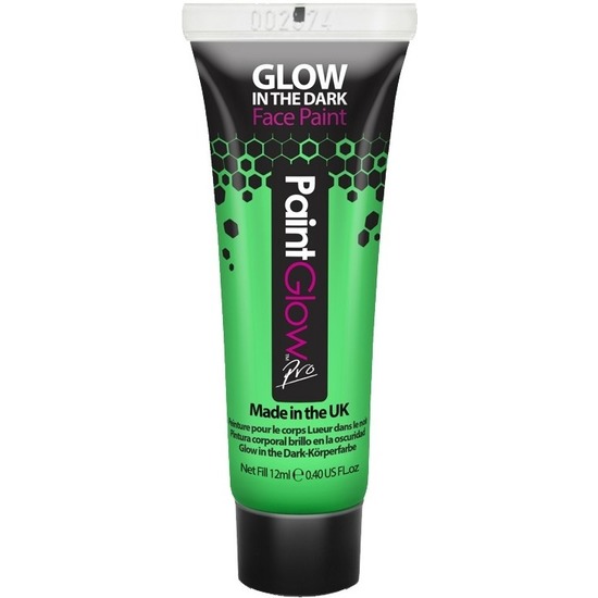 Face-Body paint neon groen-glow in the dark 10 ml schmink-make-up waterbasis