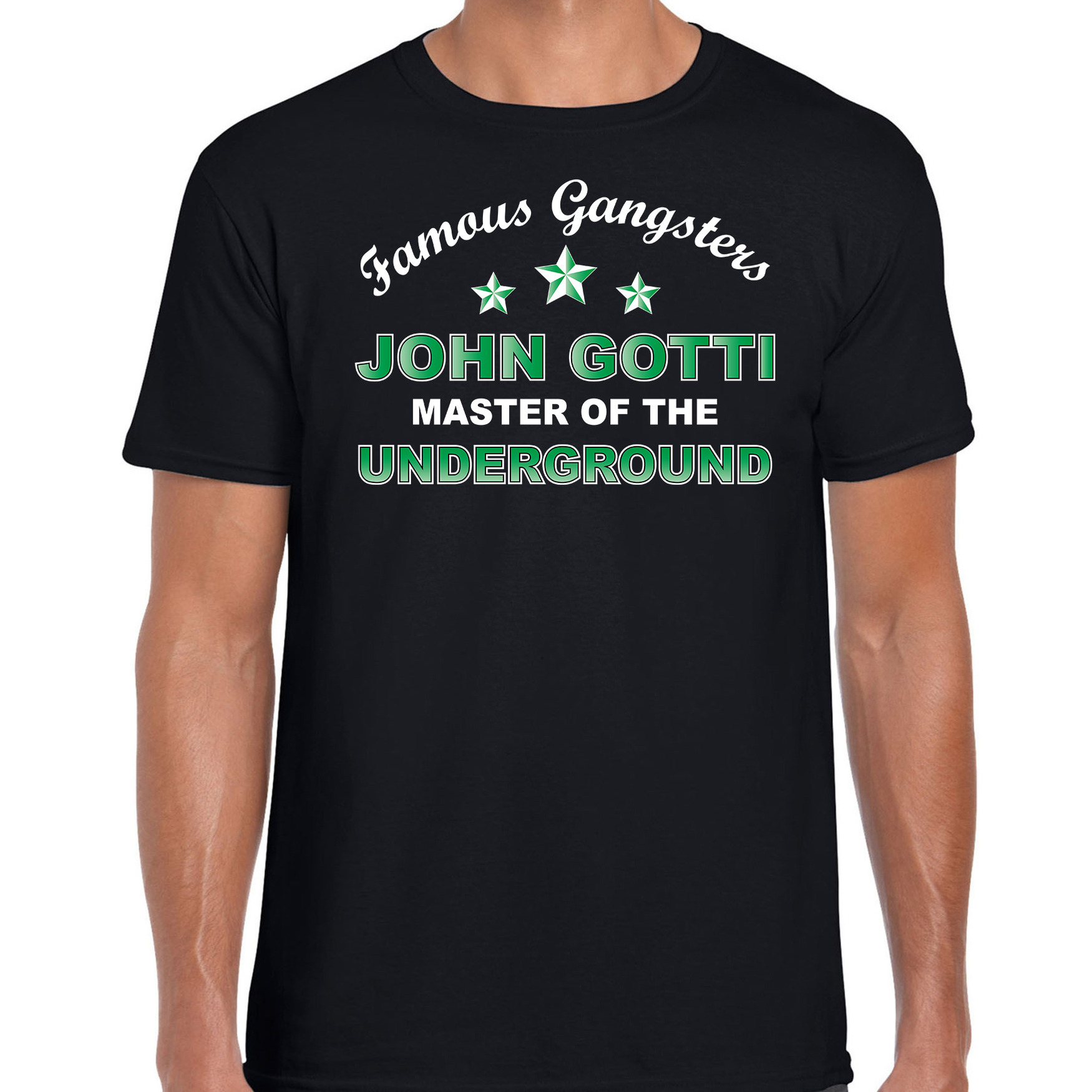 Famous gangsters John Gotti tekst verkleed t-shirt-kostuum zwart heren