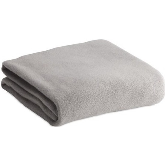 Fleece deken-plaid lichtgrijs 120 x 150 cm
