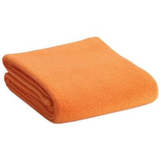 Fleece deken-plaid oranje 120 x 150 cm