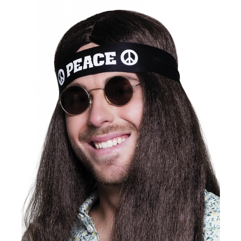 Flower Power Hippie stijl hoofd-haarband volwassenen zwart