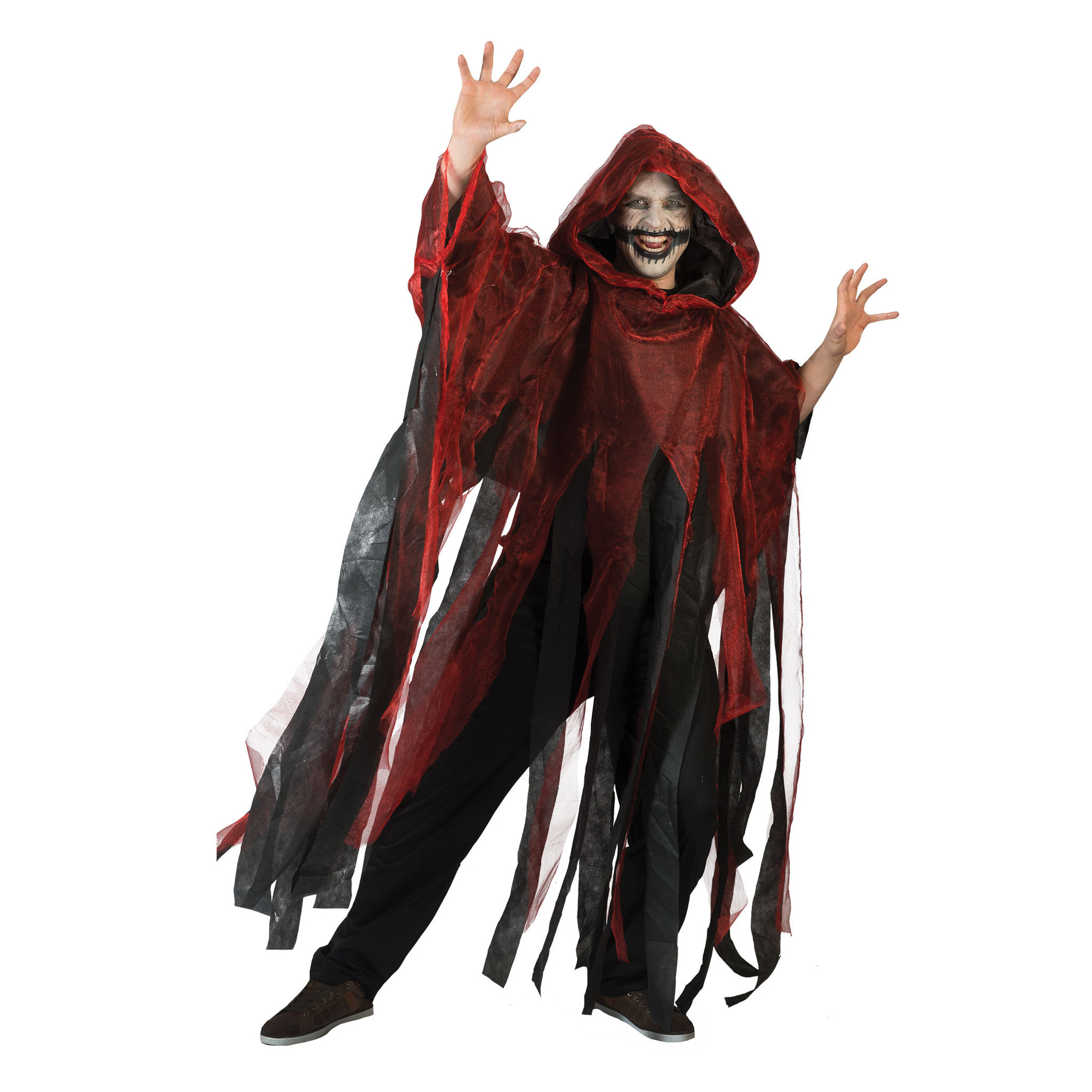 Funny Fashion Halloween verkleed cape-gewaad met kap Spook-geest Rood Voor volwassenen