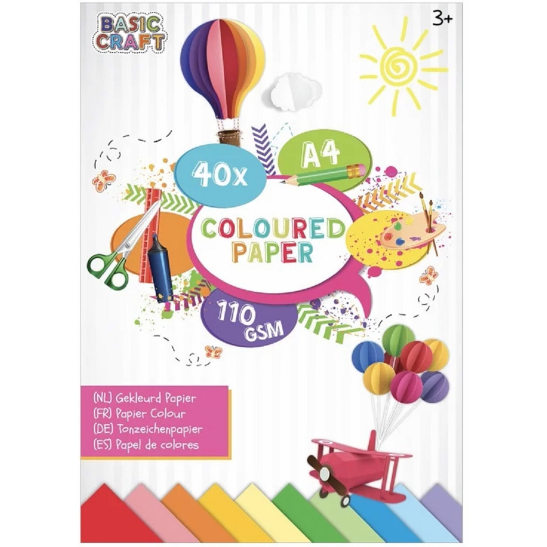 Gekleurd papier 40x vellen A4-formaat knutselpapier-tekenpapier