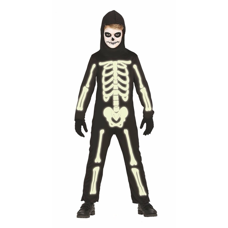 Glow in the dark skelet kostuum voor kids