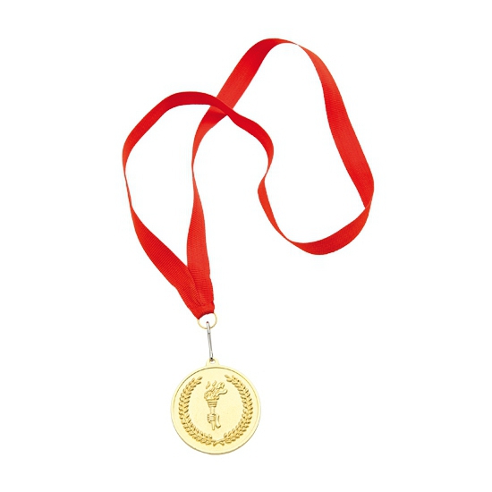 Gouden medaille eerste prijs aan rood lint