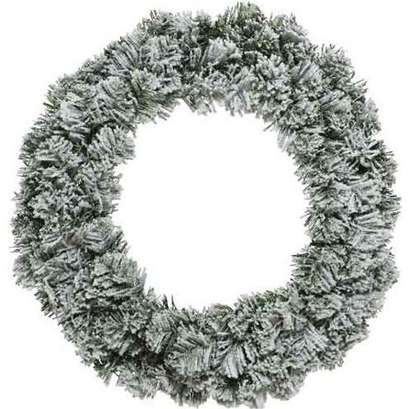 Groen-witte kerstkrans 60 cm Imperial met kunstsneeuw