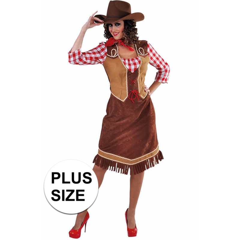 Grote maten cowgirl jurk met geruite blouse voor dames kopen