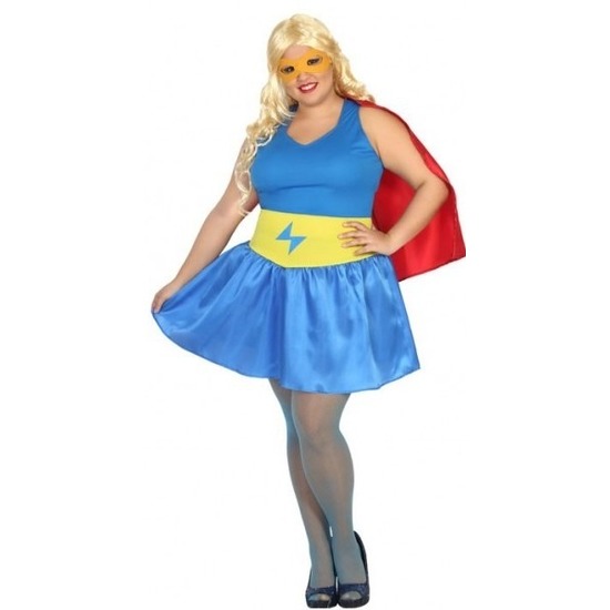Grote maten supergirl kostuum/jurk voor dames kopen