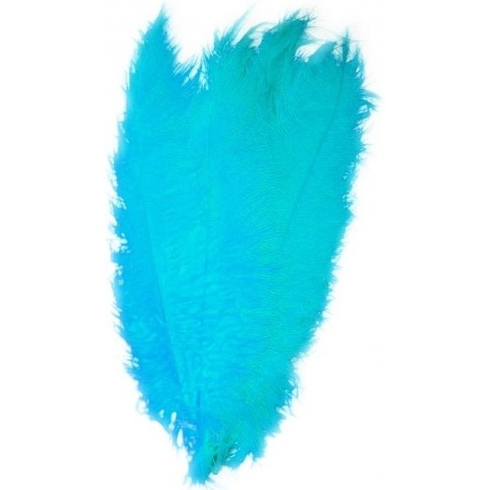 Grote veer/struisvogelveer turquoise 50 cm verkleed accessoire