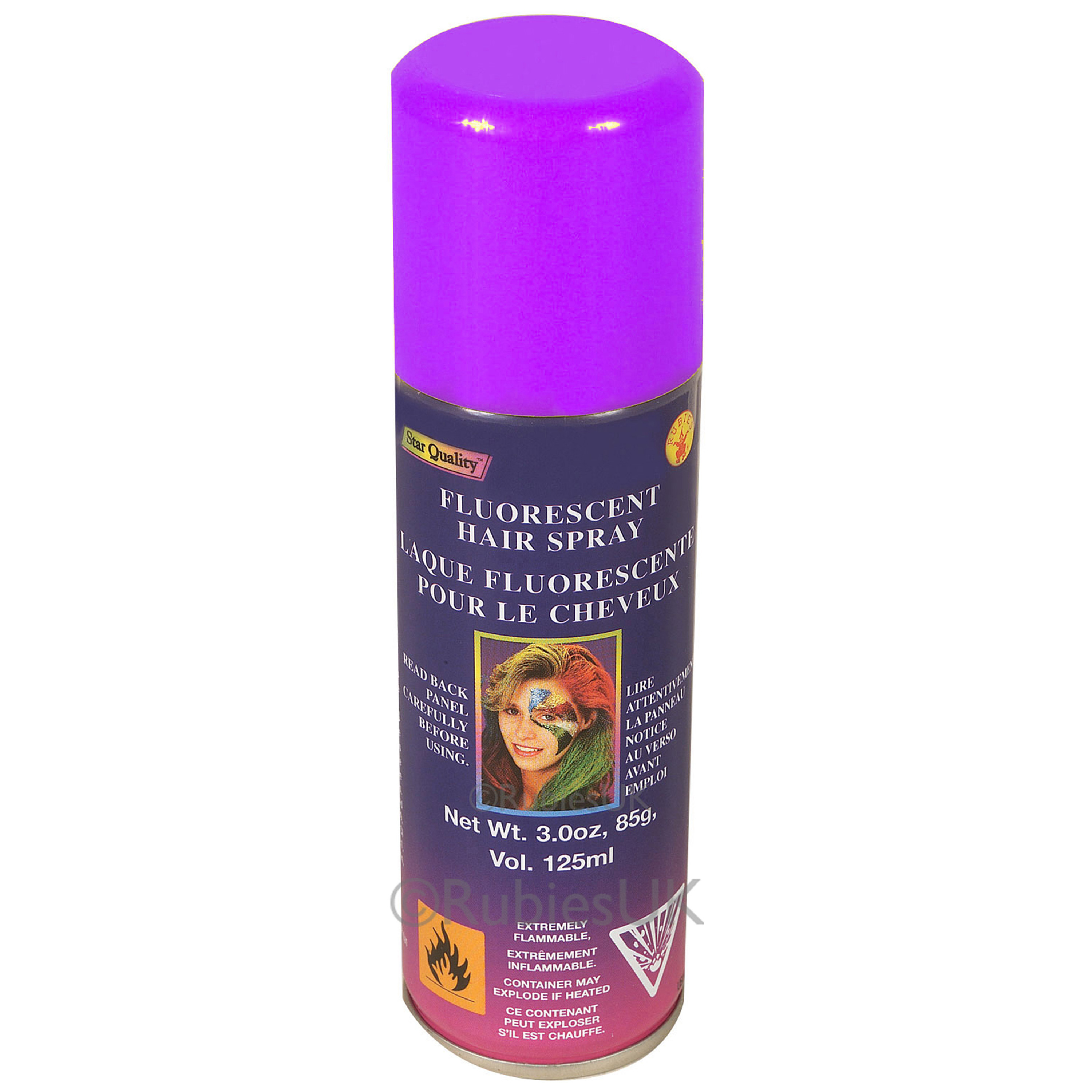 Haarverf-haarspray neon paars spuitbus 125 ml Carnaval