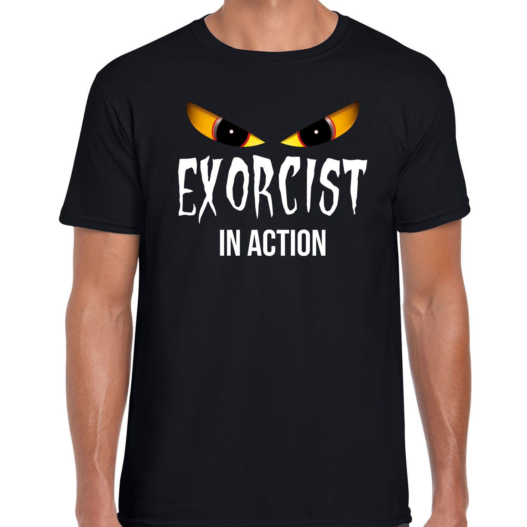 Halloween Exorcist in action halloween verkleed t-shirt zwart voor heren