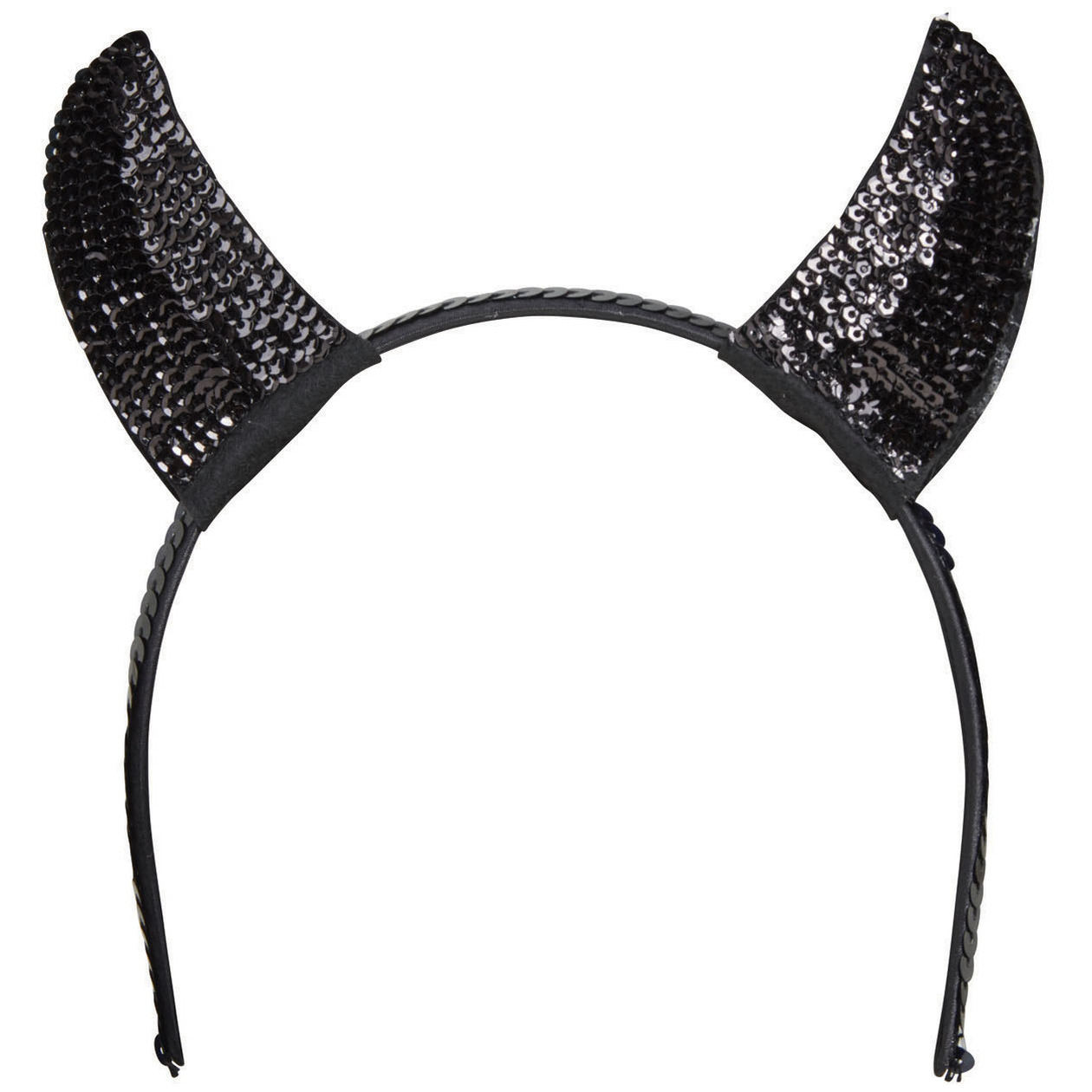 Halloween - Halloween diadeem - duivel hoorntjes met pailletten - zwart - kunststof
