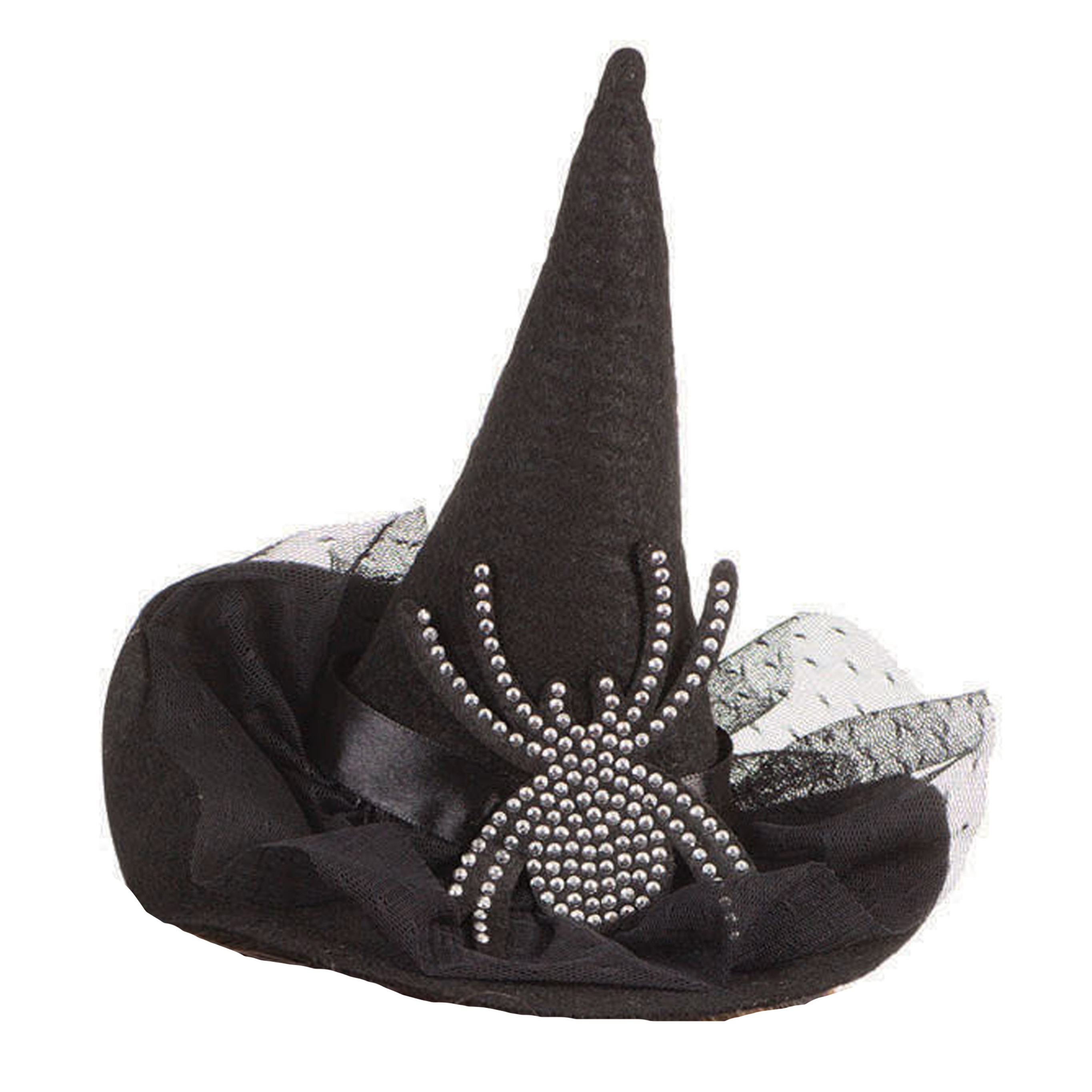 Halloween heksenhoed mini hoedje op diadeem one size zwart meisjes-dames