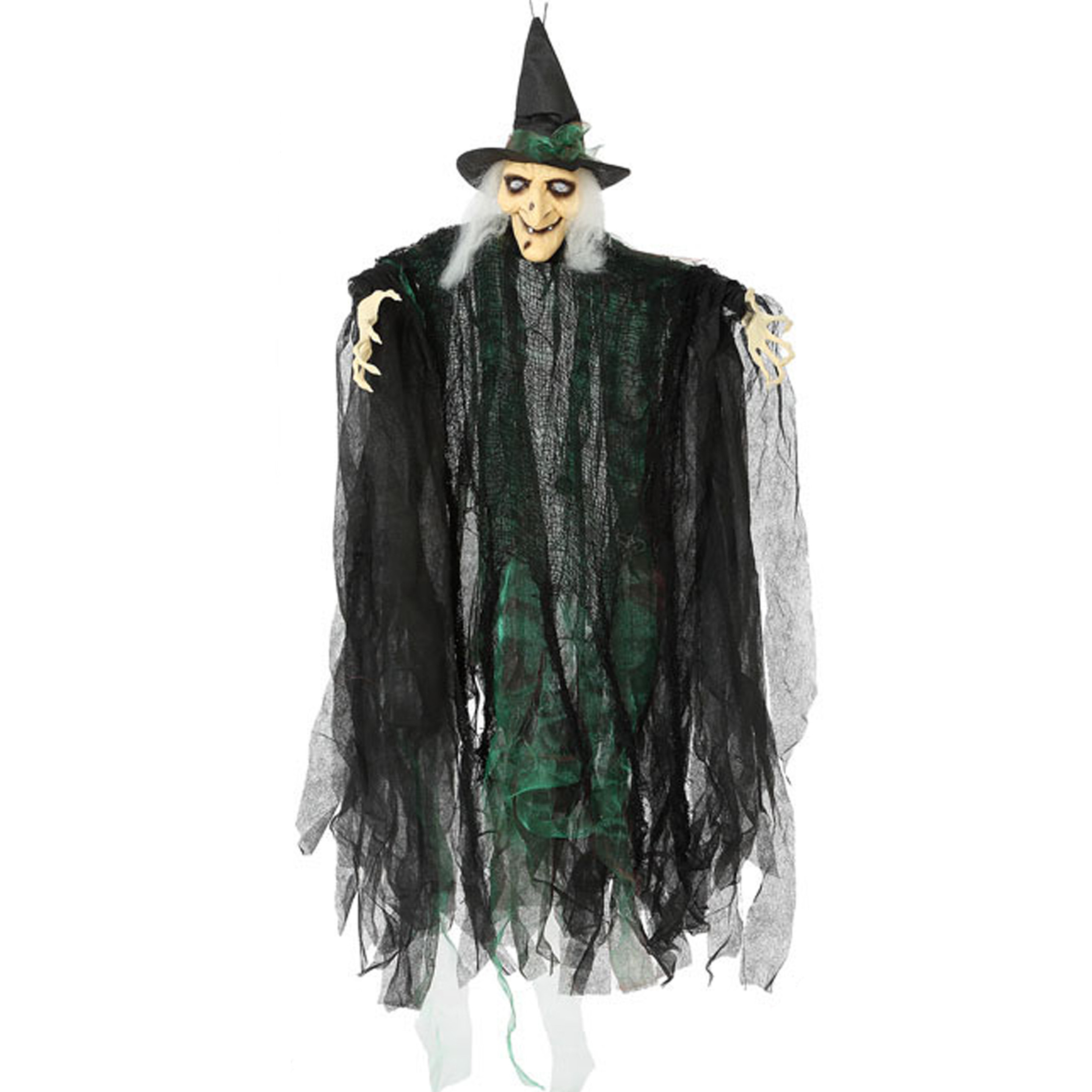 Halloween-horror thema hang decoratie heksen pop met LED licht enge-griezelige pop 110 cm