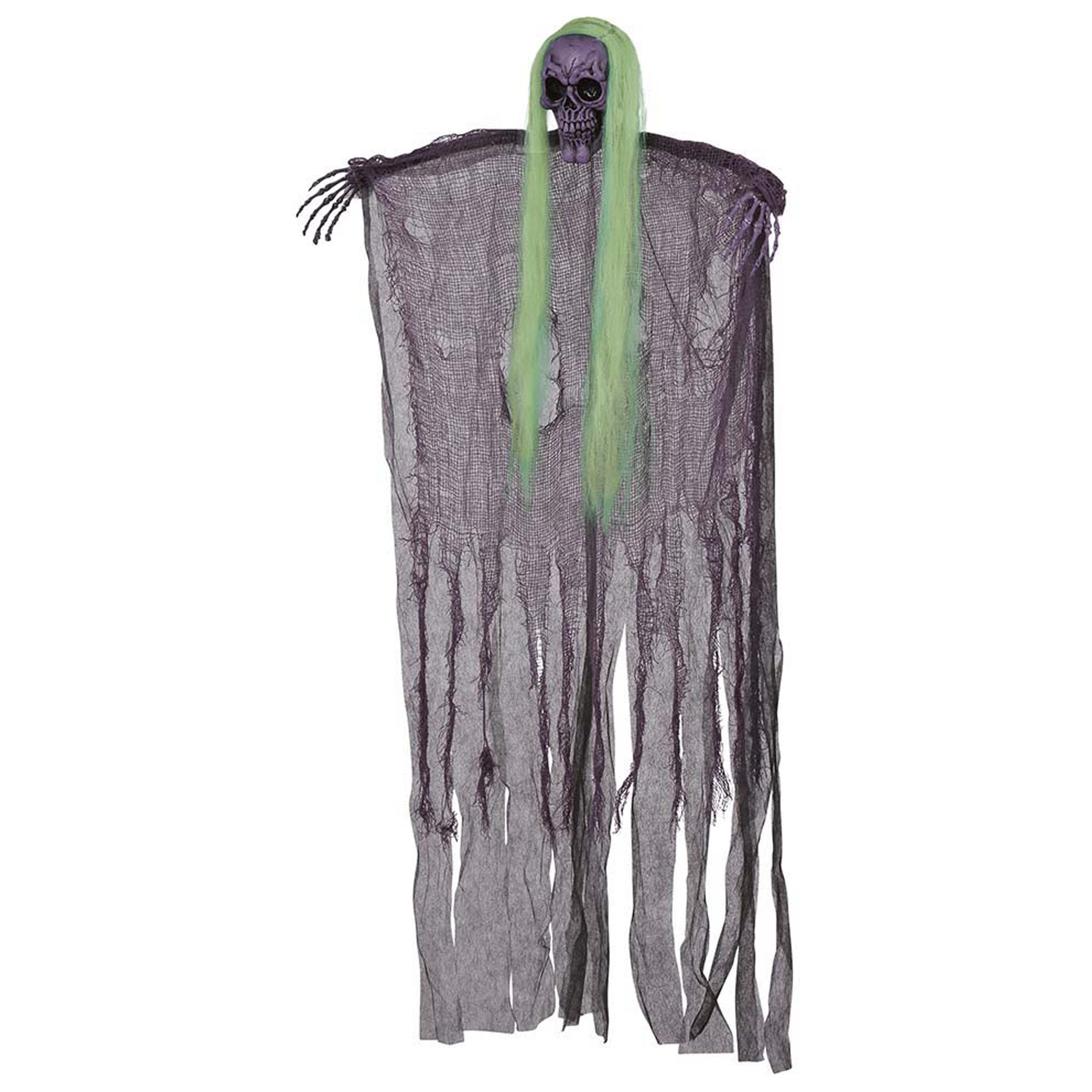 Halloween-horror thema hang decoratie Skelet-Heks lichtgevend haar griezel pop 120 cm