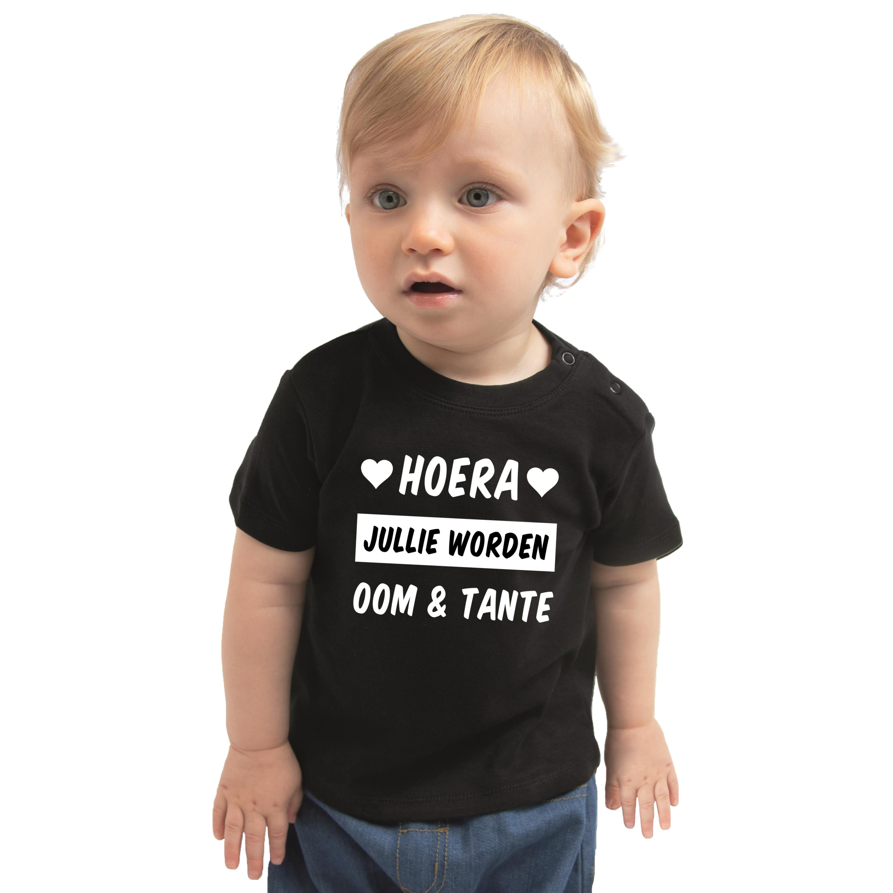 Hoera jullie worden oom en tante cadeau t-shirt zwart baby jongen-meisje