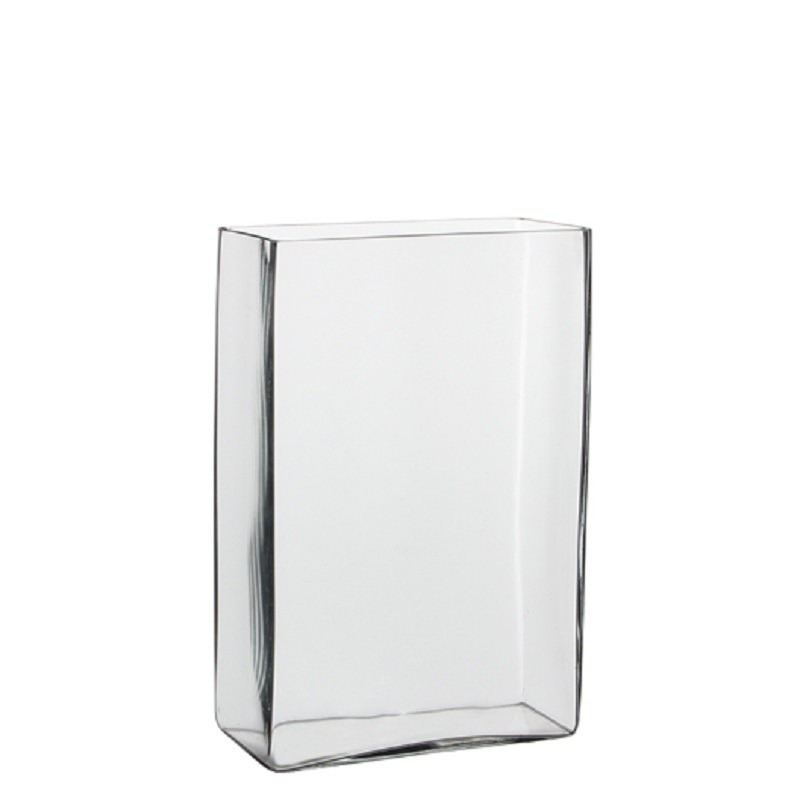 Hoge vaas-accubak transparant glas rechthoekig 20 x 10 x 30 cm
