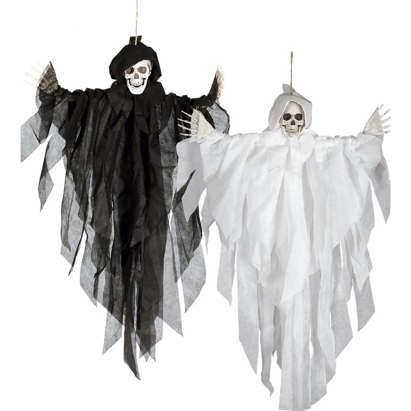Horror hangdecoratie spook-geest pop wit 75 cm