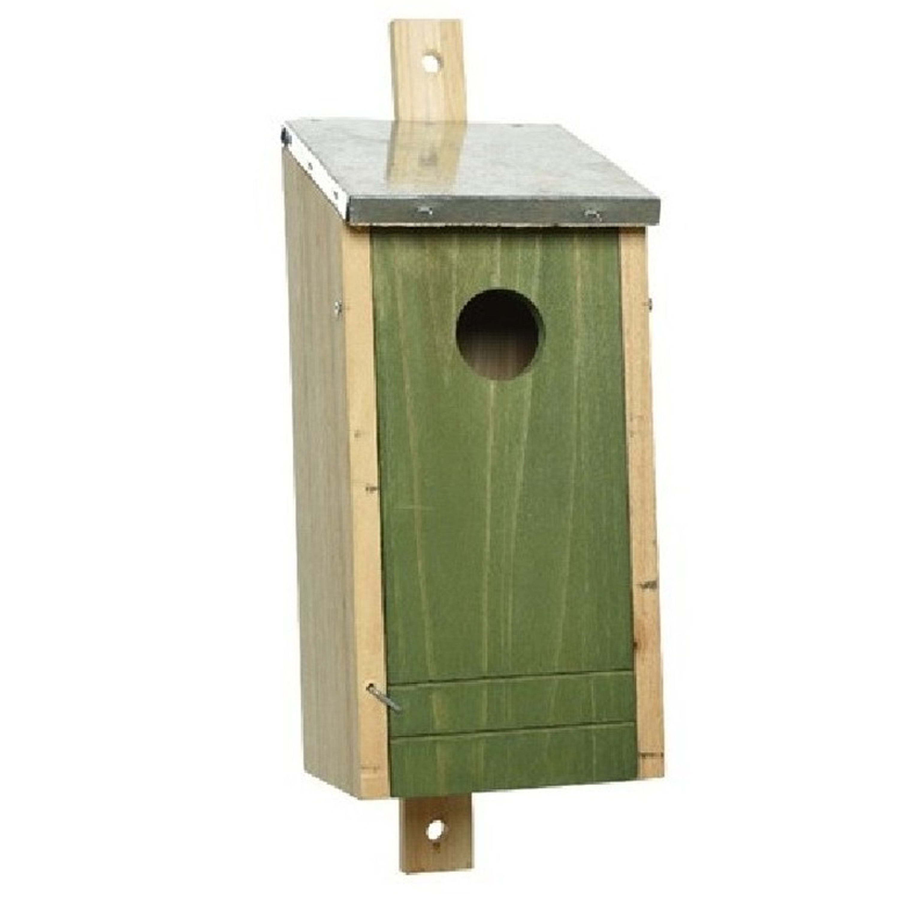 Houten vogelhuisje-nestkastje donkergroene voorzijde 26 cm