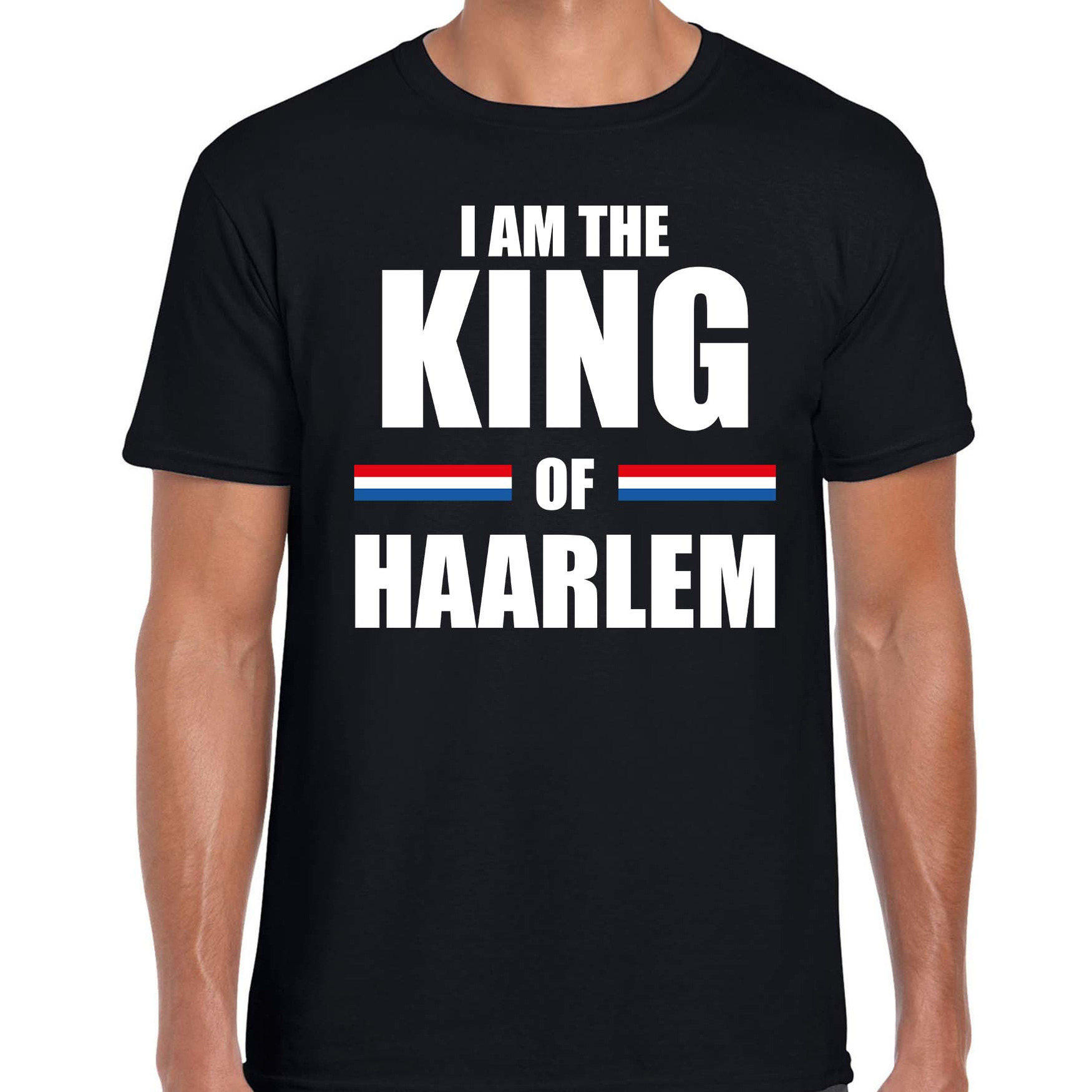 I am the King of Haarlem Koningsdag t-shirt zwart voor heren