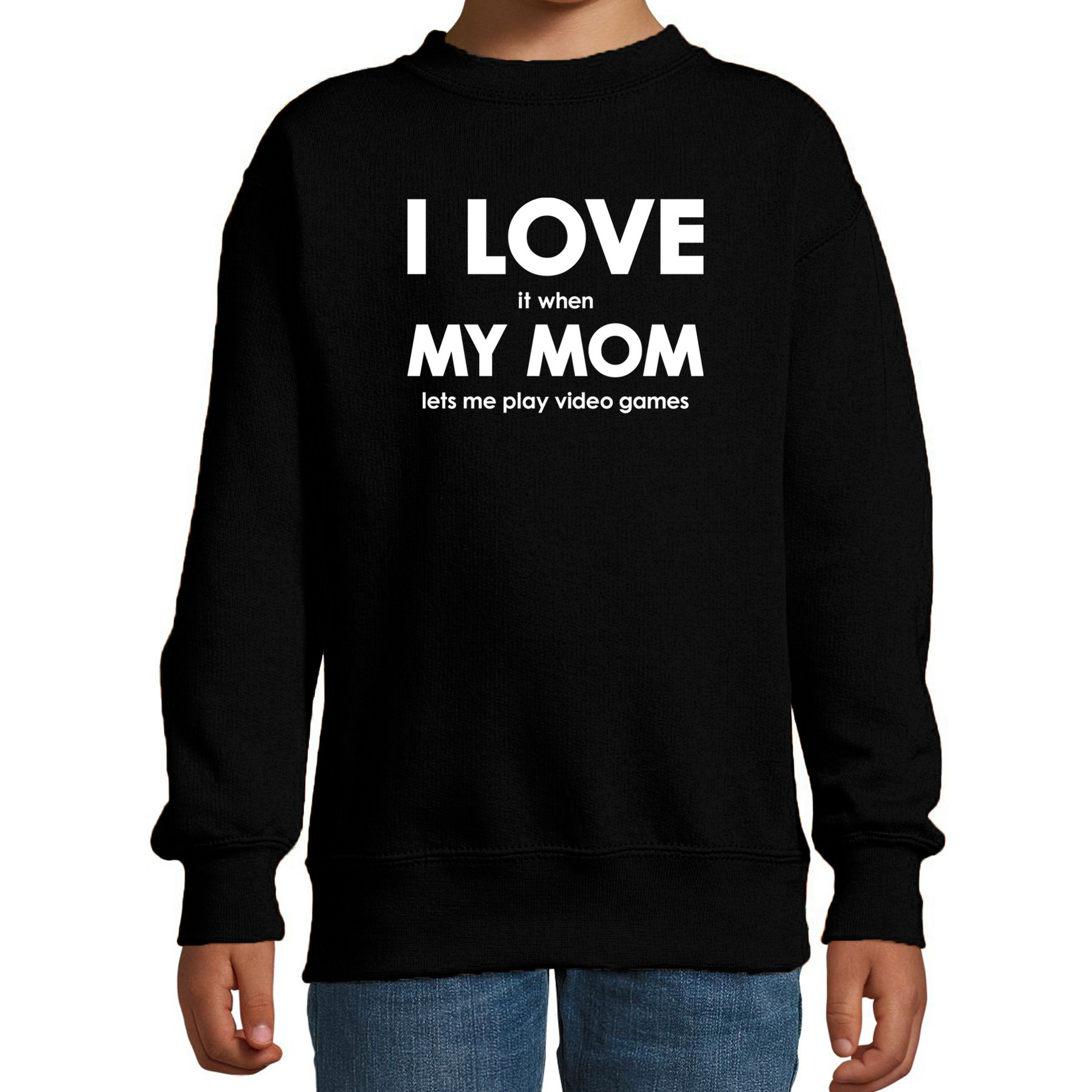 I love it when my mom lets me play video games sweater zwart voor kids