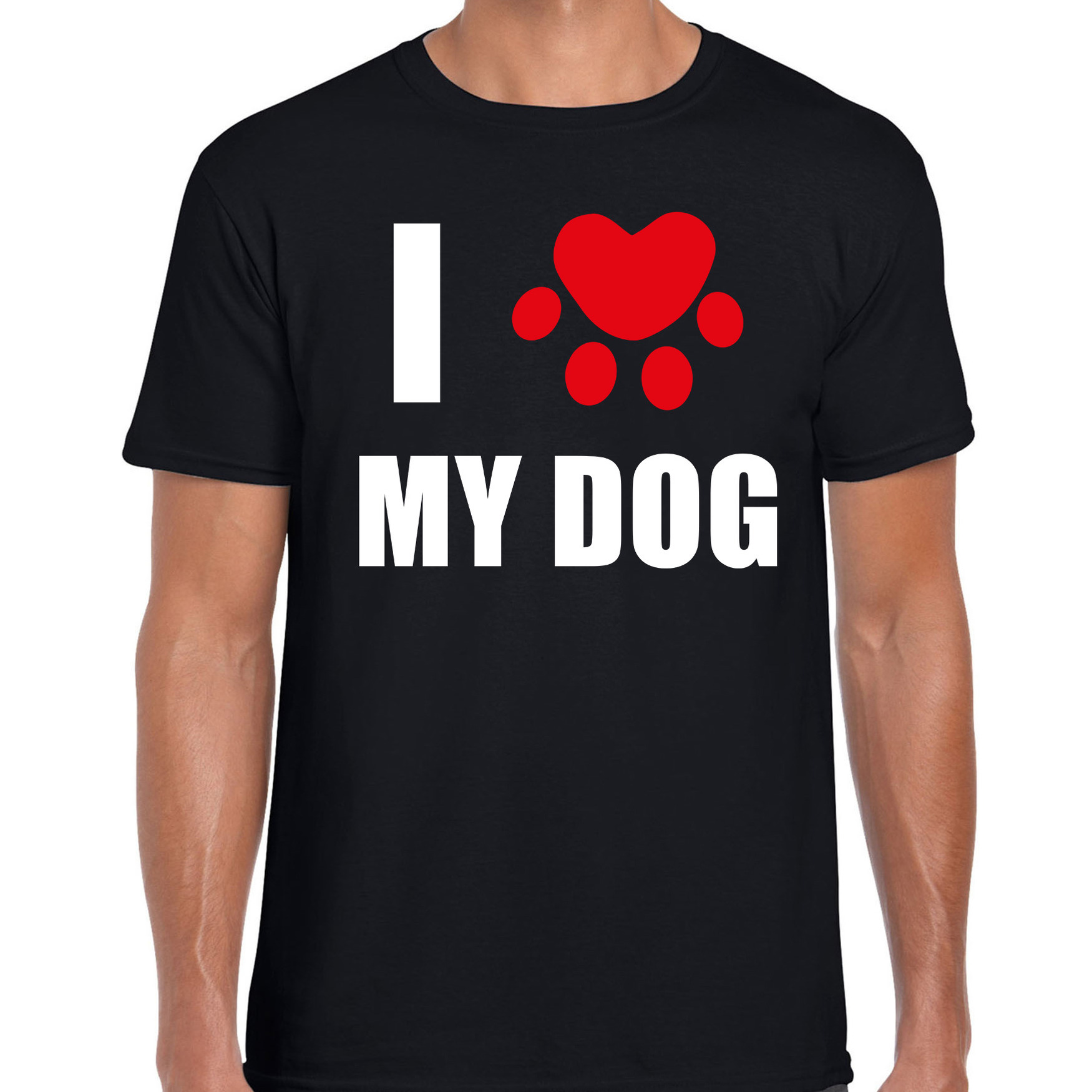 I love my dog - Ik hou van mijn hond - honden t-shirt zwart voor heren