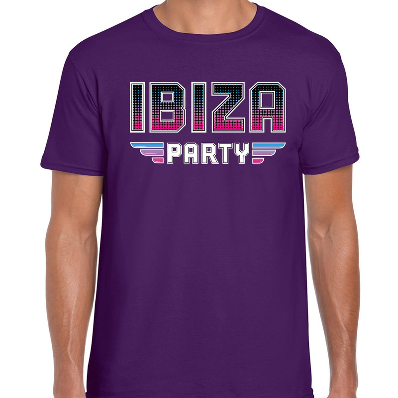 Ibiza party feest t-shirt paars voor heren