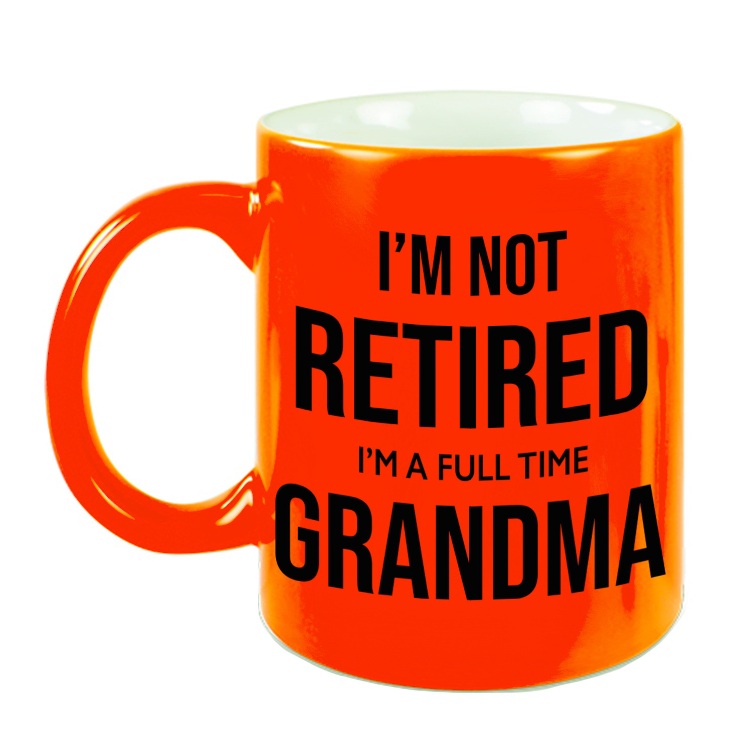 Im not retired im a full time grandma pensioen mok-beker neon oranje afscheidscadeau 330 ml