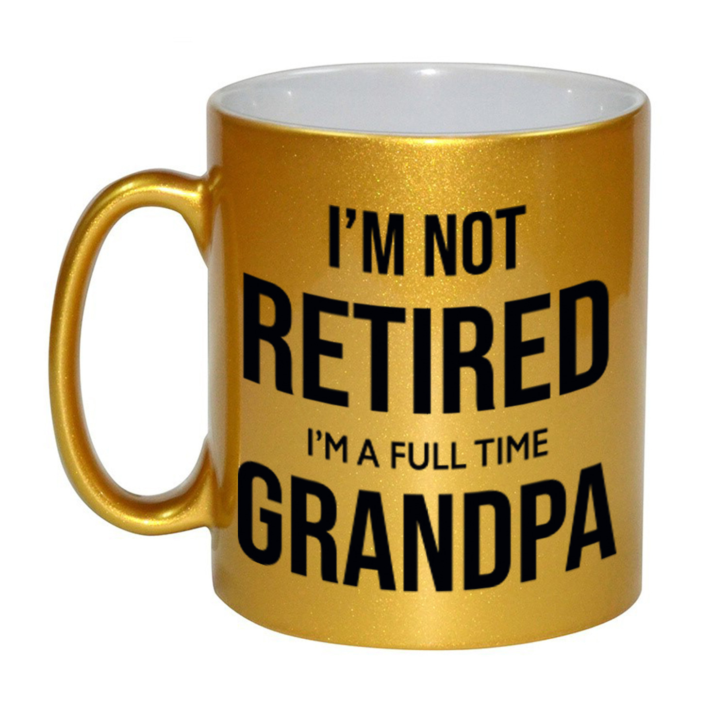 Im not retired im a full time grandpa-opa pensioen mok-beker goud afscheidscadeau 330 ml