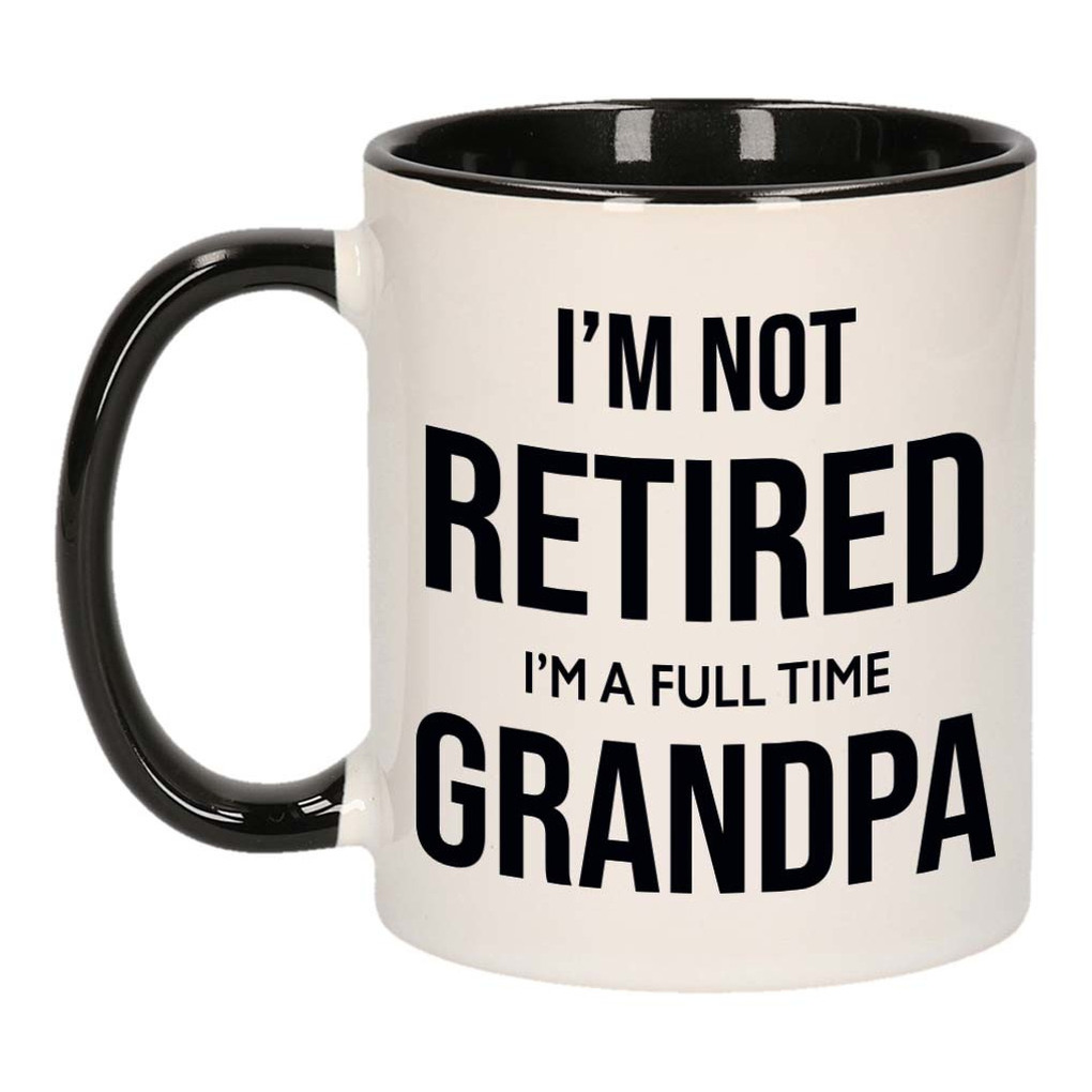 Im not retired im a full time grandpa-opa pensioen mok-beker wit met zwart afscheidscadeau 300 m