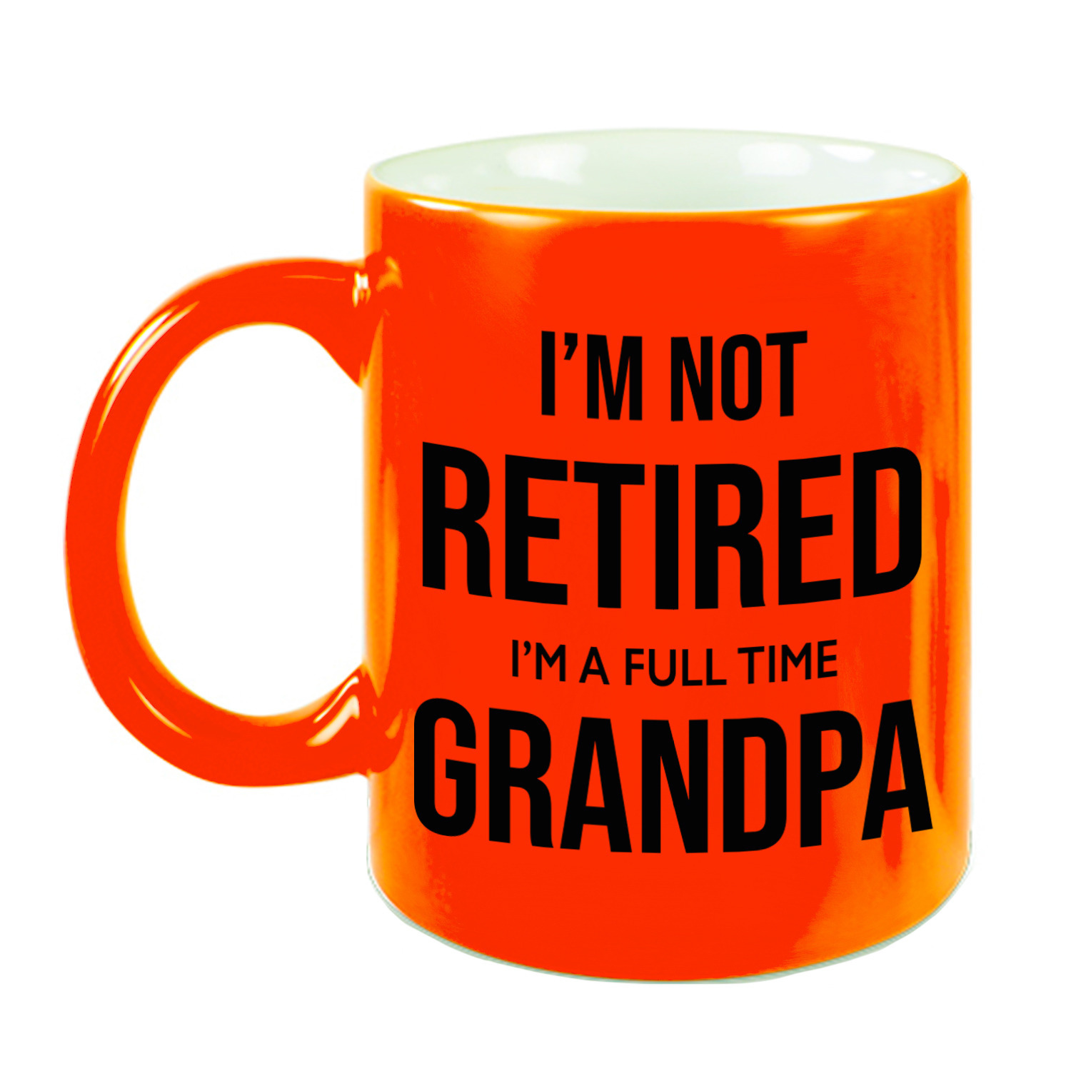 Im not retired im a full time grandpa pensioen mok-beker neon oranje afscheidscadeau 330 ml
